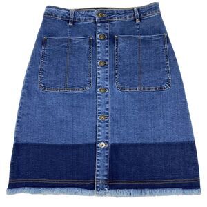 Anthropologie a loves a sz. 29 front button skirt two tone raw hem denim